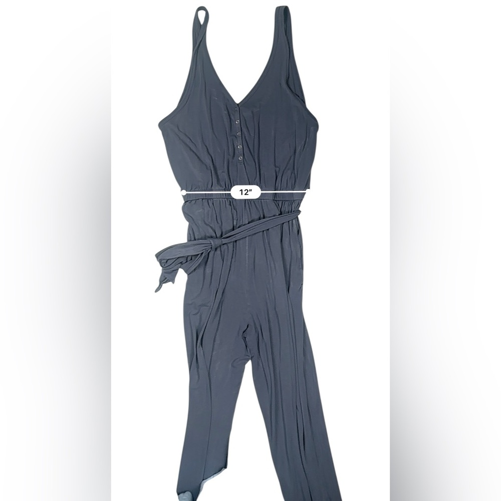 Abercrombie & Fitch Sleeveless Button-Front Tie Waist Jumpsuit Women’s XL - Picture 12 of 14